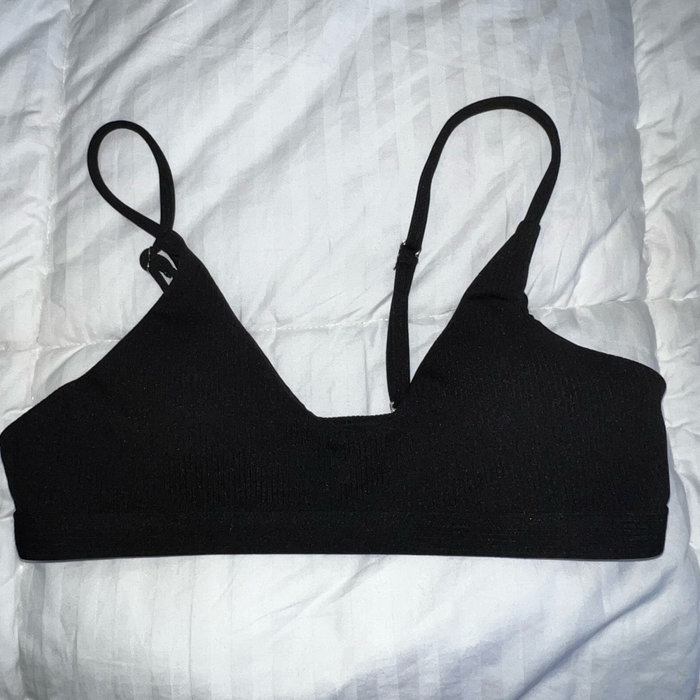 Body Central Black Bikini Top with Adjustable Straps and Minimalist Design